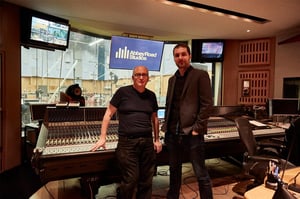 An image of Olivier Deriviere standing in the control room at Abbey Road Studios