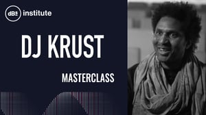 A thumbnail featuring a shot of DJ Krust during his interview before the masterclass at dBs Institute