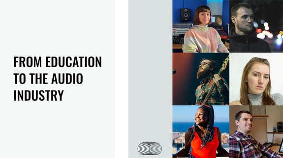 A collage image of six dBs graduates that featured in our panel, 'From education to the audio industry'