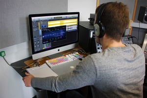Dan Wack mastering a track in the dBs Plymouth recording studios