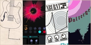 Screenshots of the user interface of four different free audio plugins