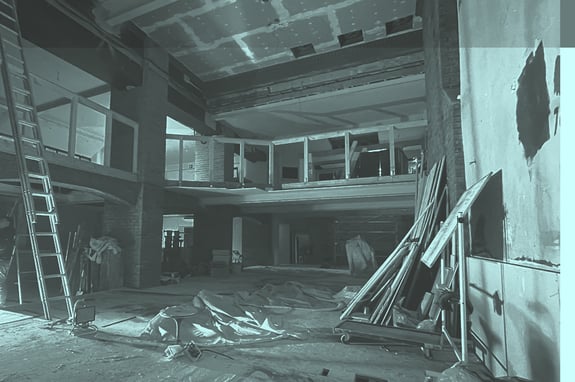 A photo inside The Depo during construction 
