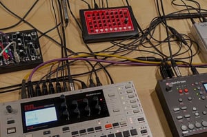 A top down look at Ben Pest's hardware setup from his masterclass at dBs Institute Bristol